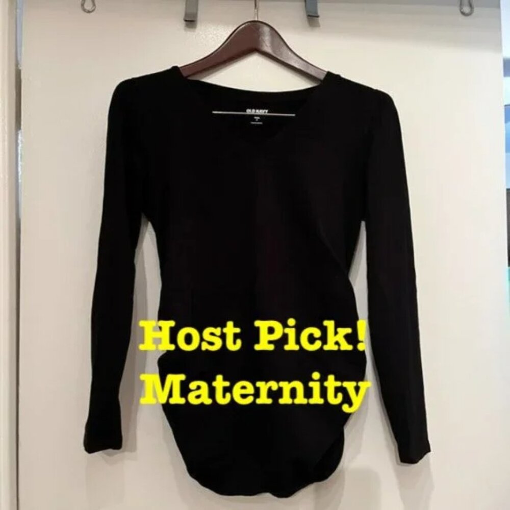 Old Navy Maternity Fitted Long-Sleeved Black Top – Size Medium